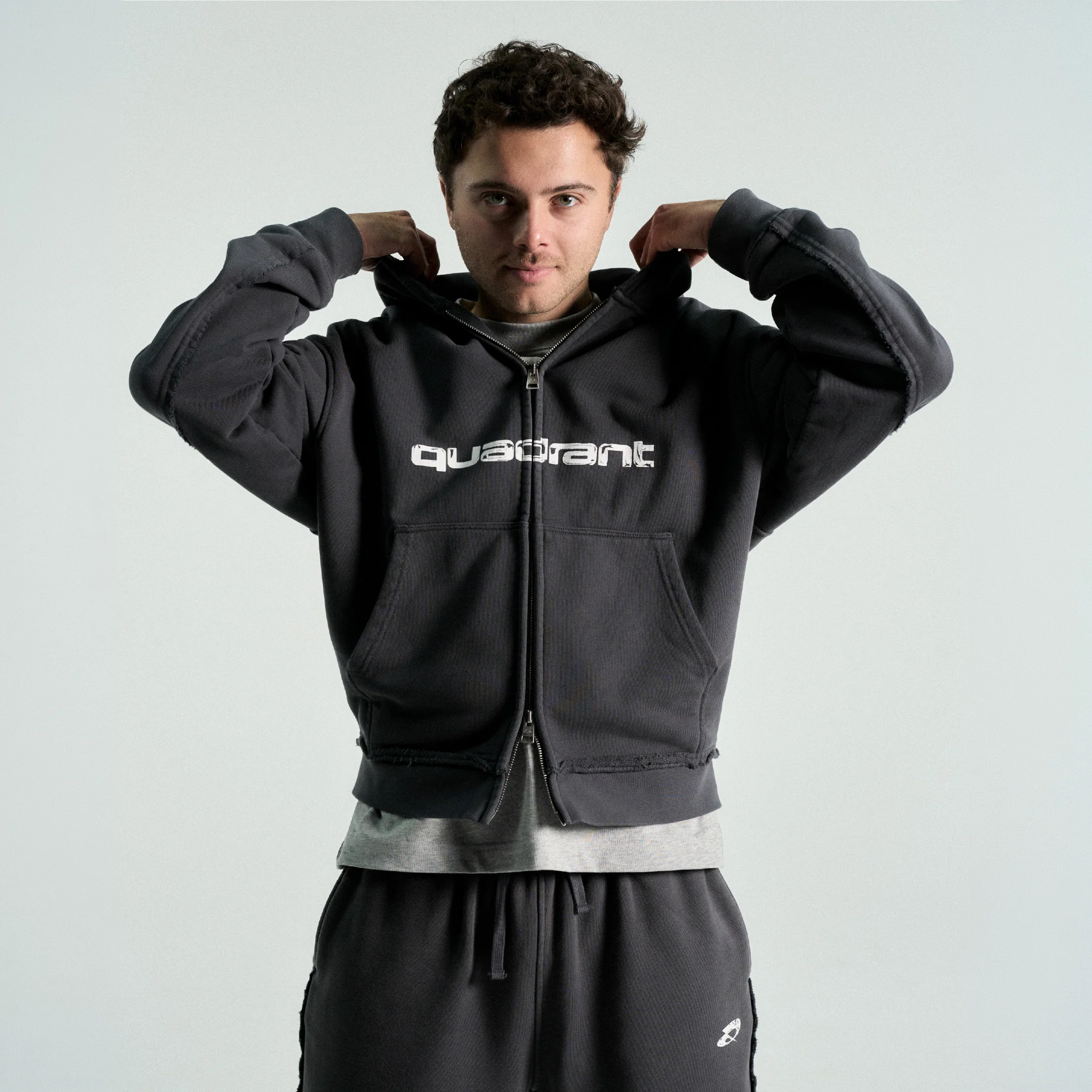 Quadrant Core Zip Hoodie - Off Black - Image 4
