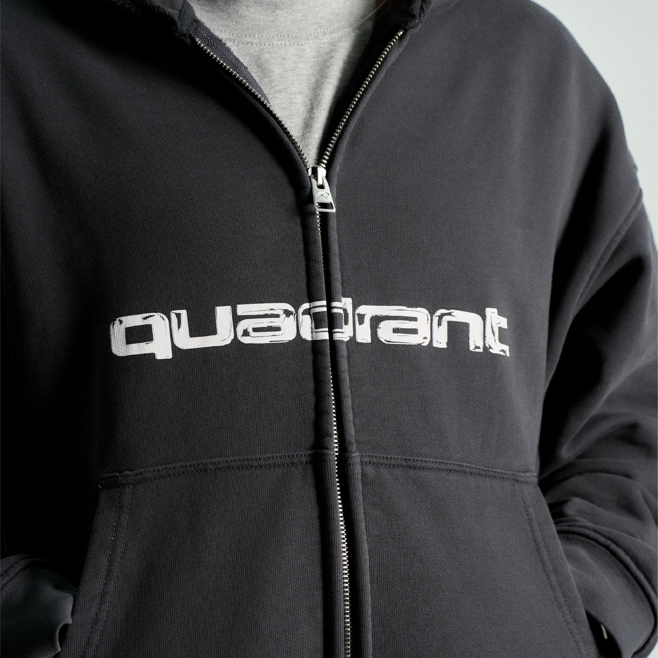 Quadrant Core Zip Hoodie - Off Black - Image 5